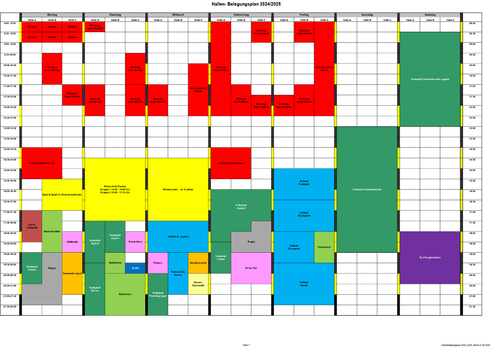 Hallenbelegung 25 02 2024
